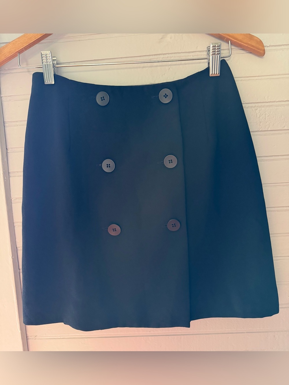 Ann Taylor Black Double-Breasted Mini Skirt